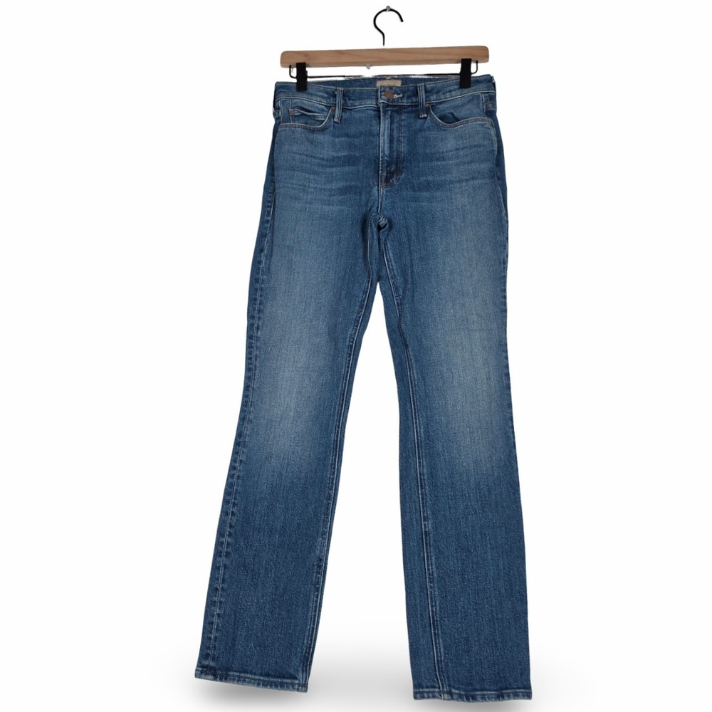 MOTHER Women High-Rise Straight Leg Jeans - Medium Blue Wash